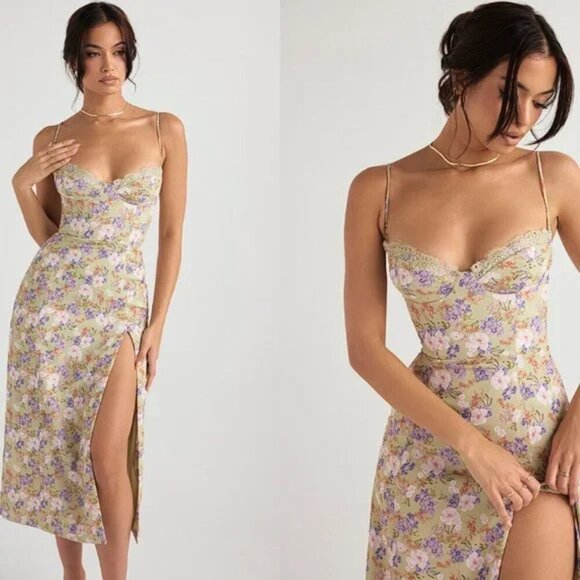 House of CB Charlotte Peony Print Floral Midi Dress Size XS - Picture 5 of 16